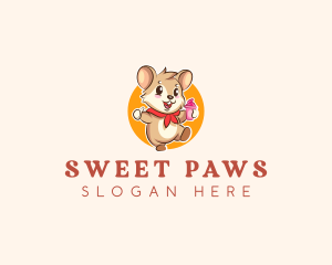 Cute Hamster Ice Cream logo design