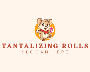 Cute Hamster Ice Cream logo design