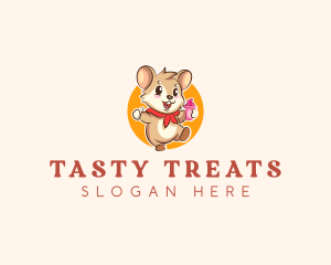 Cute Hamster Ice Cream logo design