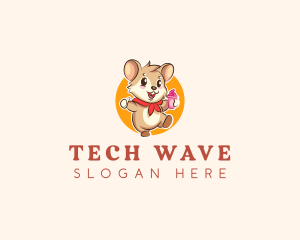 Cute Hamster Ice Cream logo design