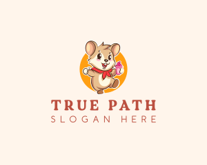 Cute Hamster Ice Cream logo design