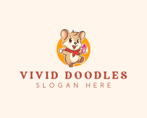 Cute Hamster Ice Cream logo design