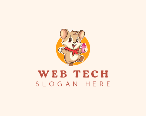 Cute Hamster Ice Cream logo design