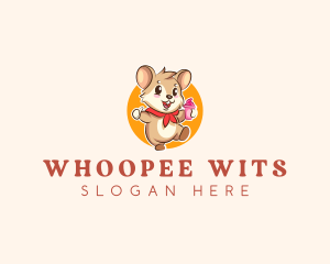 Cute Hamster Ice Cream logo design