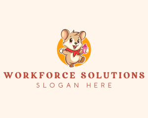 Cute Hamster Ice Cream logo design