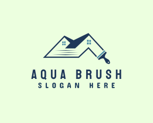 House Roof Paint Brush logo design