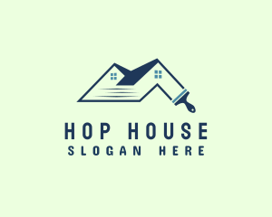 House Roof Paint Brush logo design