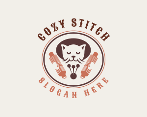 Cat Sewing Crochet logo design