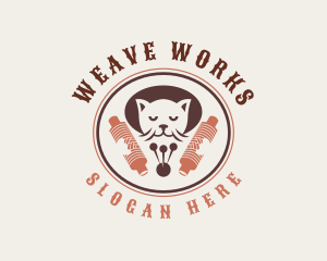 Cat Sewing Crochet logo design