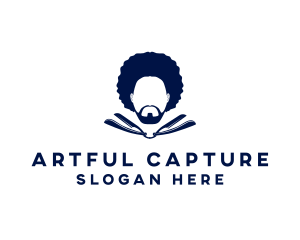 Afro Man Moustache logo