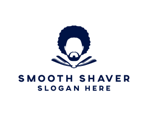 Afro Man Moustache logo design