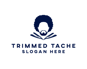 Afro Man Moustache logo