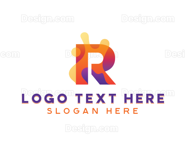 Colorful Splash Letter R Logo