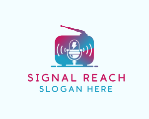 Microphone Radio Signal logo design