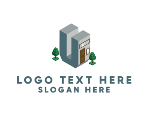 Modern Building Letter U logo