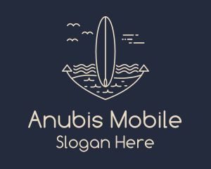 Monoline Anchor Surfboard logo design