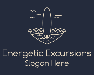 Monoline Anchor Surfboard logo design