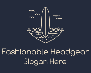 Monoline Anchor Surfboard logo design