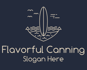 Monoline Anchor Surfboard logo design