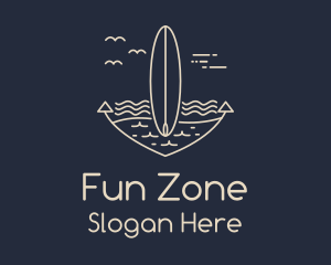 Monoline Anchor Surfboard logo design