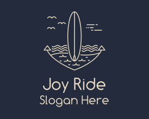 Monoline Anchor Surfboard logo design