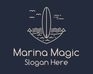 Monoline Anchor Surfboard logo design