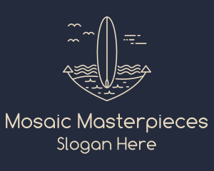 Monoline Anchor Surfboard logo design