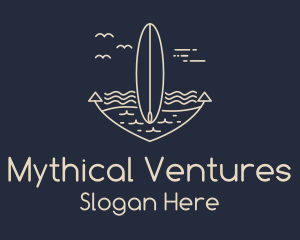 Monoline Anchor Surfboard logo design