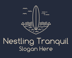 Monoline Anchor Surfboard logo design