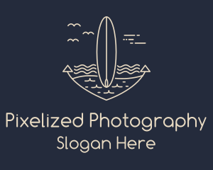 Monoline Anchor Surfboard logo design