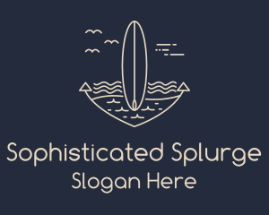 Monoline Anchor Surfboard logo design