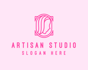 Pink Beautiful Woman Mirror logo design