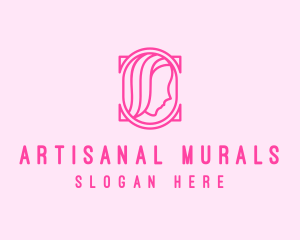 Pink Beautiful Woman Mirror logo design