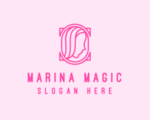 Pink Beautiful Woman Mirror logo design