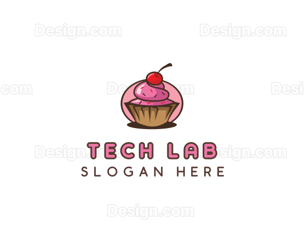 Cherry Cupcake Sweets Logo