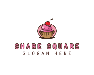 Cherry Cupcake Sweets Logo