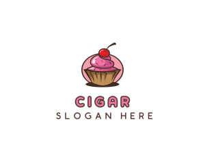 Cherry Cupcake Sweets Logo