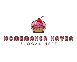 Cherry Cupcake Sweets Logo