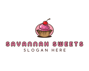 Cherry Cupcake Sweets logo design