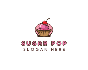 Cherry Cupcake Sweets logo design