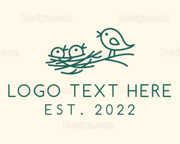 Bird Chick Nest Logo