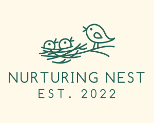 Bird Chick Nest logo design