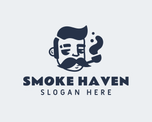 Hipster Smoking Pipe logo design