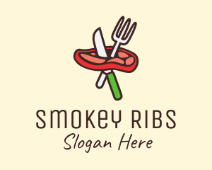 Meat Cutlery Steakhouse logo design