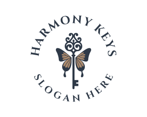 Luxury Butterfly Key logo design