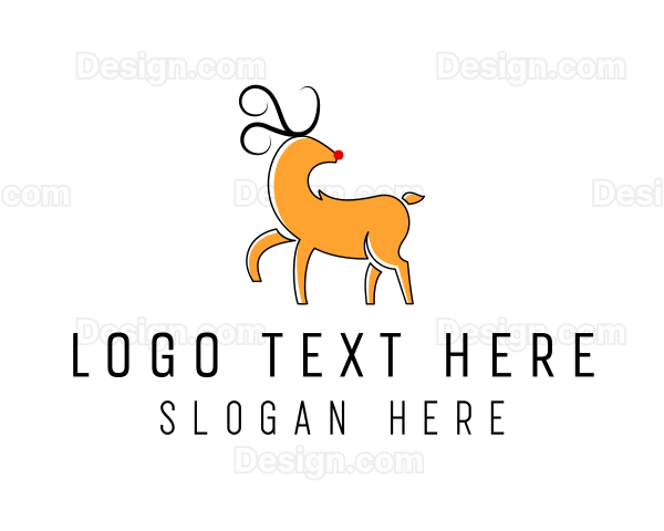 Christmas Reindeer Animal Logo