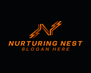 Electric Lightning Letter N logo design