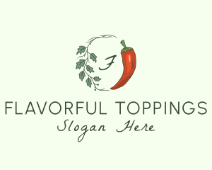 Chili Pepper Leaf Vine logo design