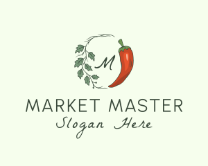 Chili Pepper Leaf Vine logo design