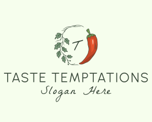 Chili Pepper Leaf Vine logo design